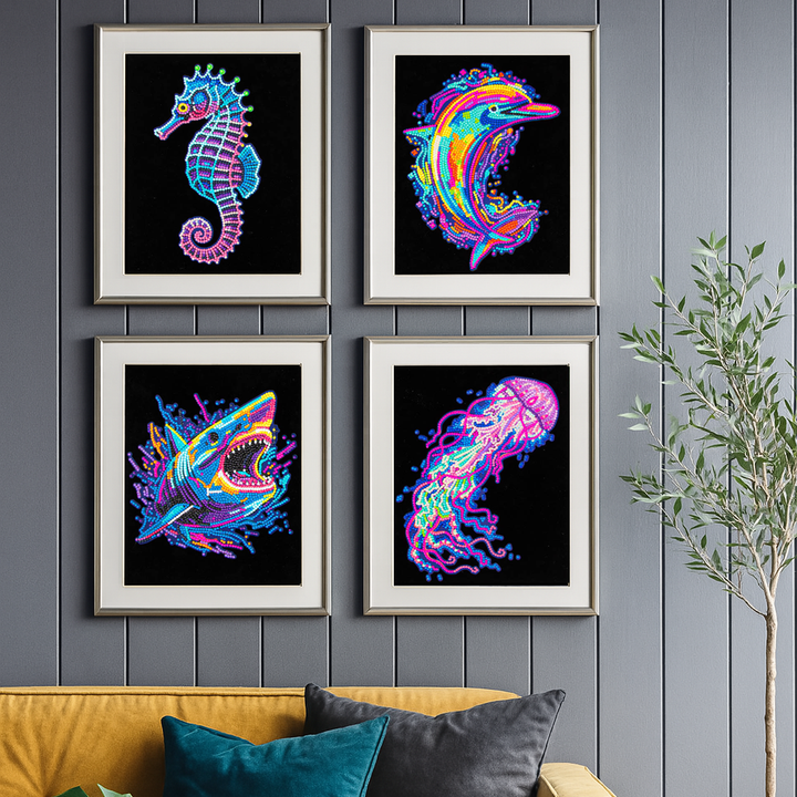 Diamond Dotz Neon Flock Sea Life - 10.0" x 8.0"