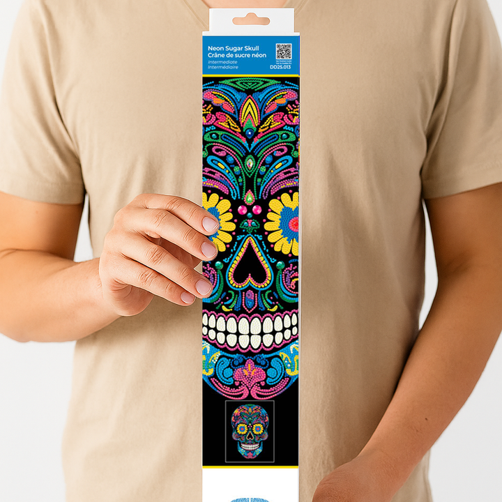 Diamond Dotz Neon Flock Sugar Skull - 14.0" x 18.0"