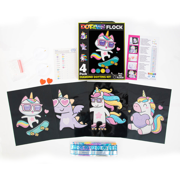 Diamond Dotz Neon Flock Unicorns - 10.0" x 8.0"