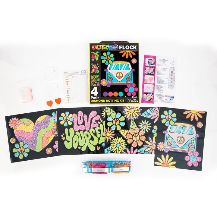 Diamond Dotz Neon Flock Peace & Love - 10.0" x 8.0"