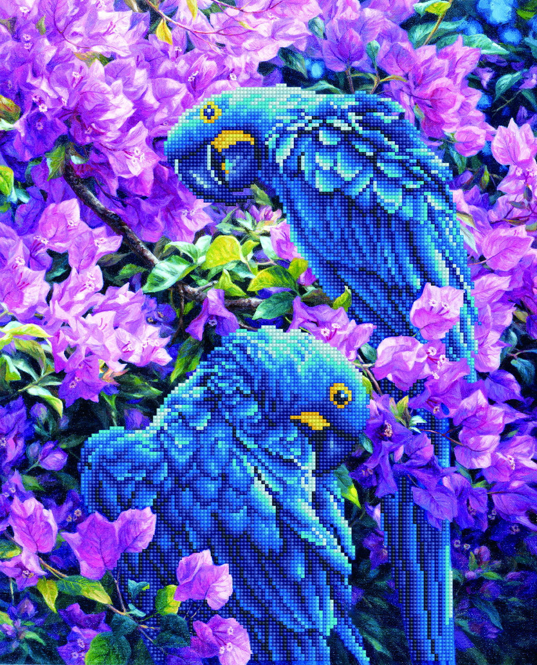 Diamond Dotz Blue Parrots - 20.5 x 16.5 in