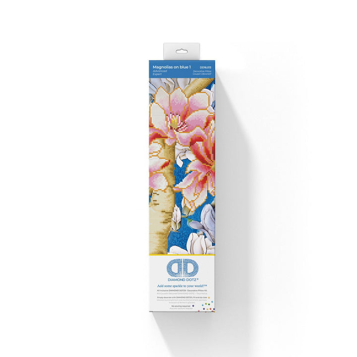 Diamond Dotz Magnolias On Blue 1 Pillow - 17.7" x 17.7"