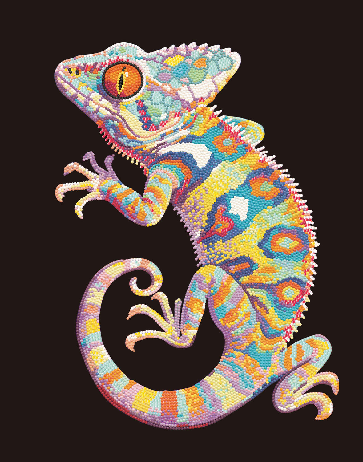Neon Flock Patchwork Gecko Diamond Painting Kit | Diamond Dotz