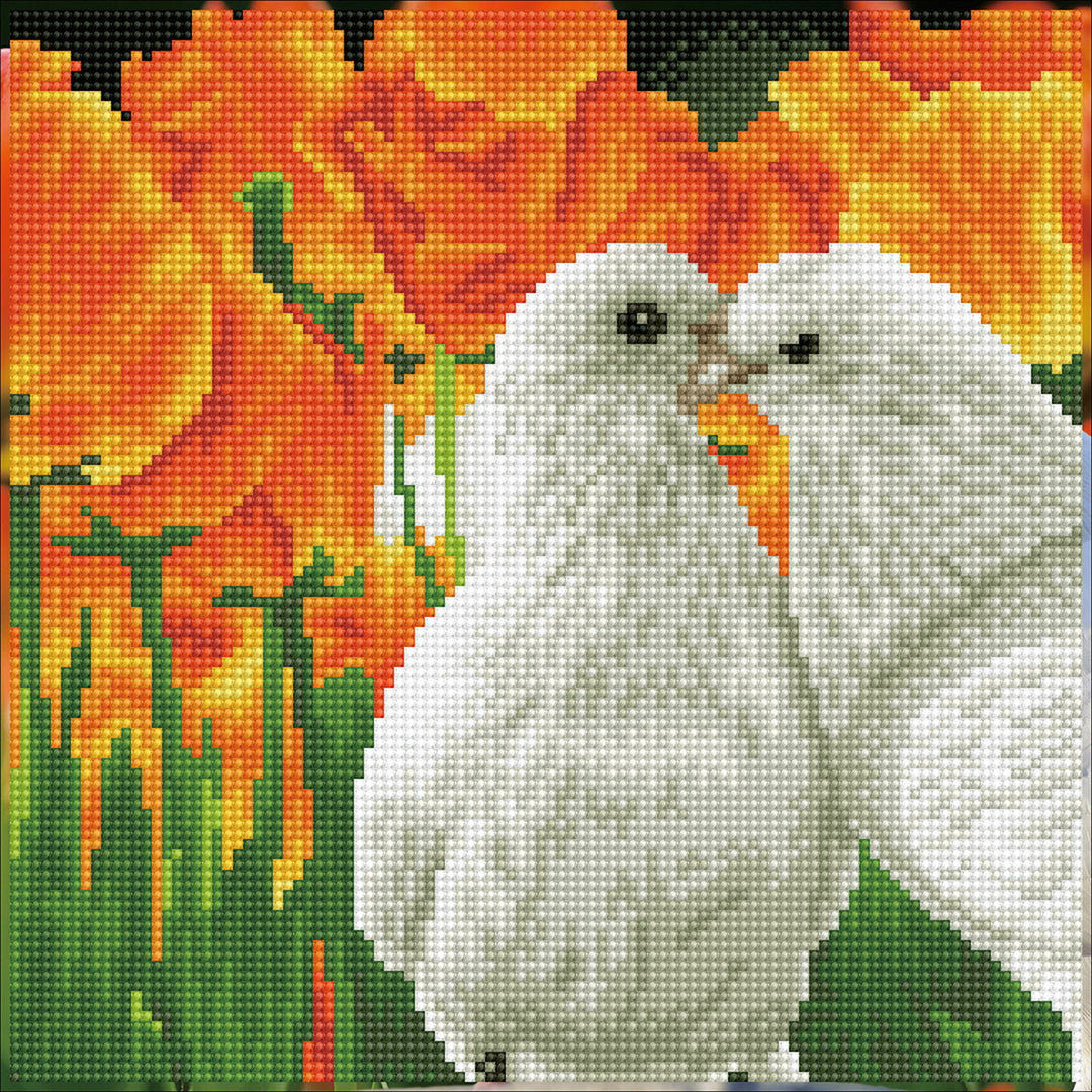 Diamond Dotz Kissing Doves - 16.14 x 20.08 in