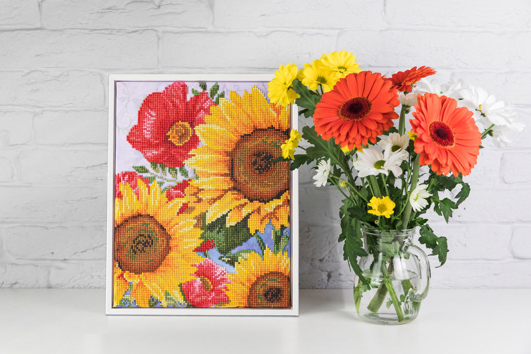 Diamond Dotz Poppies & Sunflowers - 10.6" x 13.8"