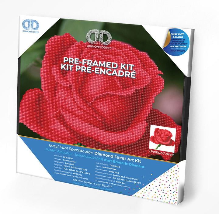 Diamond Dotz Rose Bud with Frame - 12.0" x 12.0"