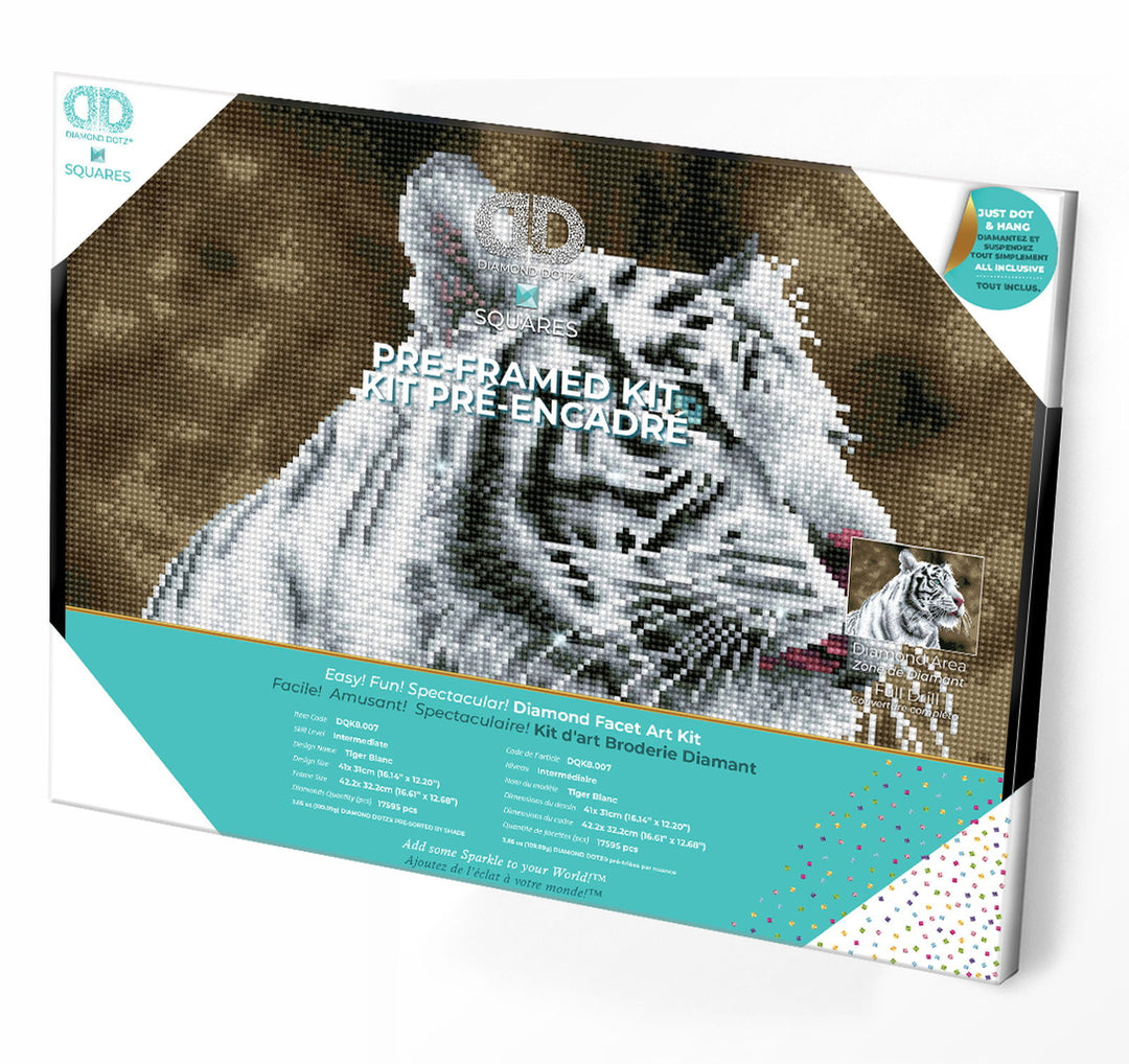 Diamond Dotz Tigre Blanc - Pre-Framed - 16.5 x 13 inches