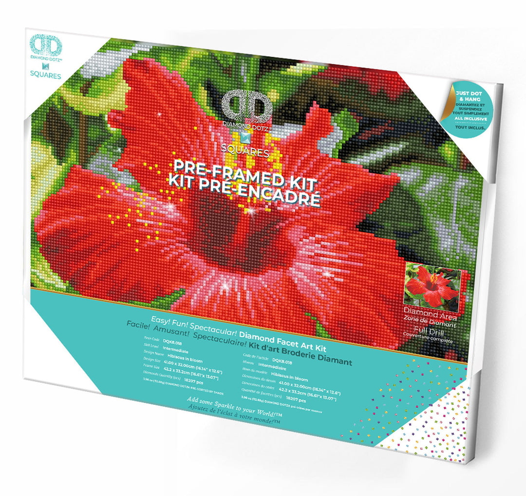 Diamond Dotz Hibiscus in bloom - Pre-Framed - 15.8 x 15.8 in