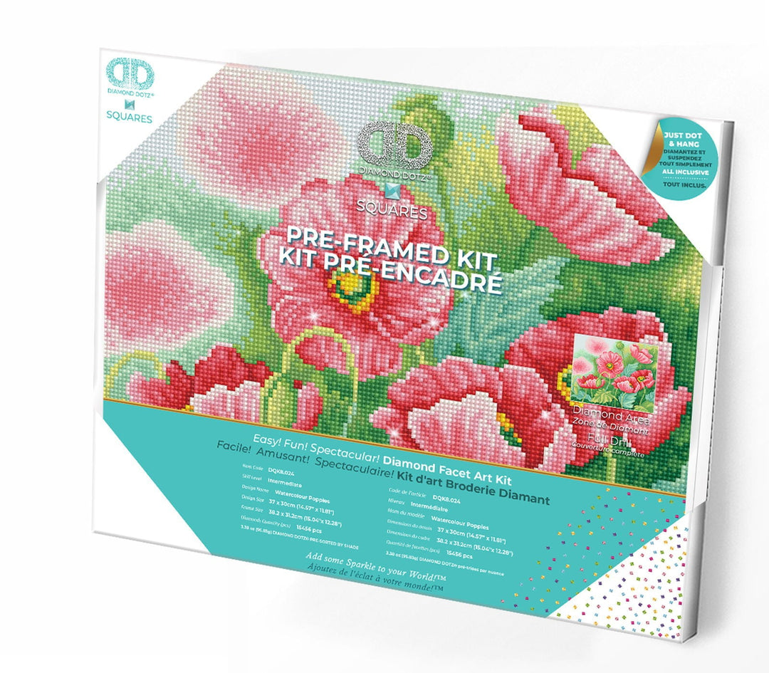 Diamond Dotz Watercolour Poppies Pre-Framed Kit - 14.6" x 11.8"