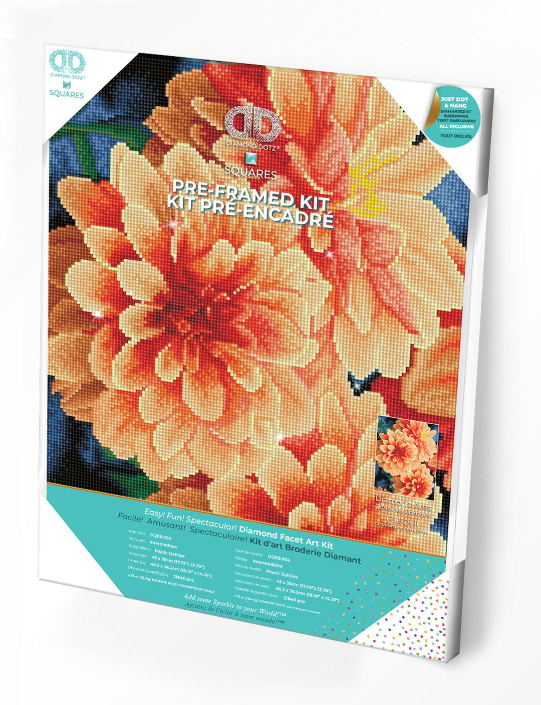 Diamond Dotz Peach Dahlias - Pre-Framed - 15.8 x 19.7 in