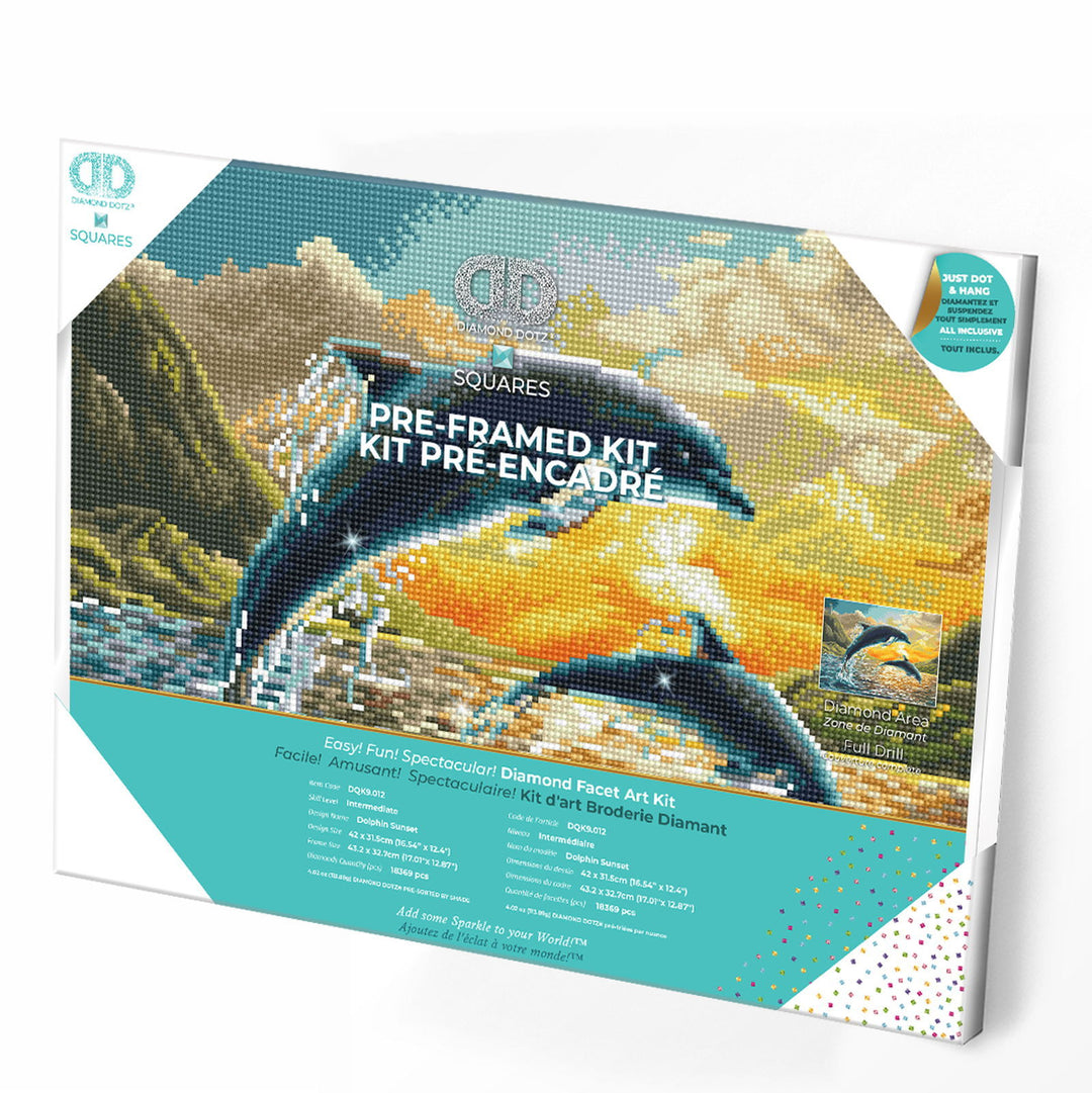 Diamond Dotz Dolphin Sunset - Pre-Framed Kit - 12.4 x 16.54 in