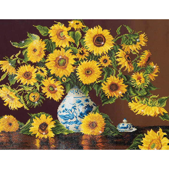 Diamond Dotz Sunflowers in a China Vase - 28.0" x 22.0"