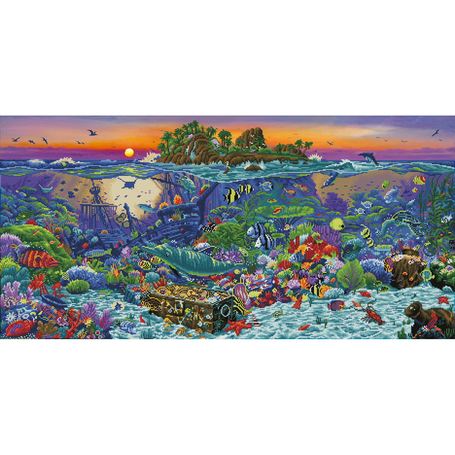 Coral Reef Island | Diamond Painting Kit Fish | Diamond Dotz