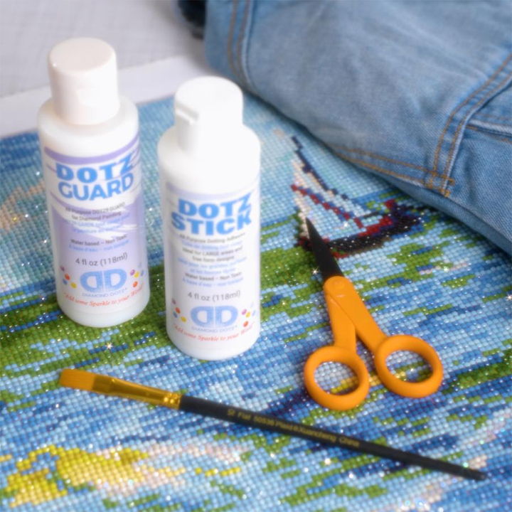 Diamond Dotz Dotz Stick Adhesive and Dotz Guard Set - 2 x 4 oz Bottles with Brush