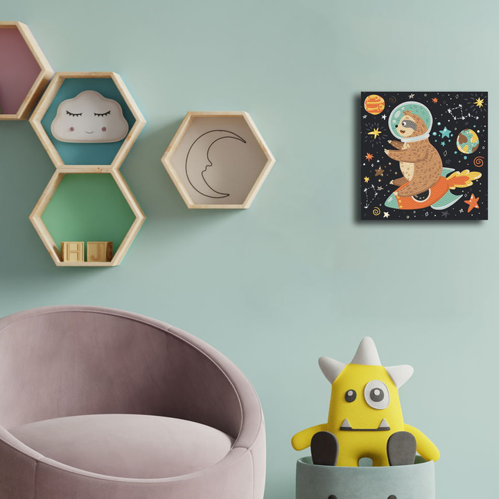 Diamond Dotz Decorative Box Sloth Rocket - 8.7" x 8.7"