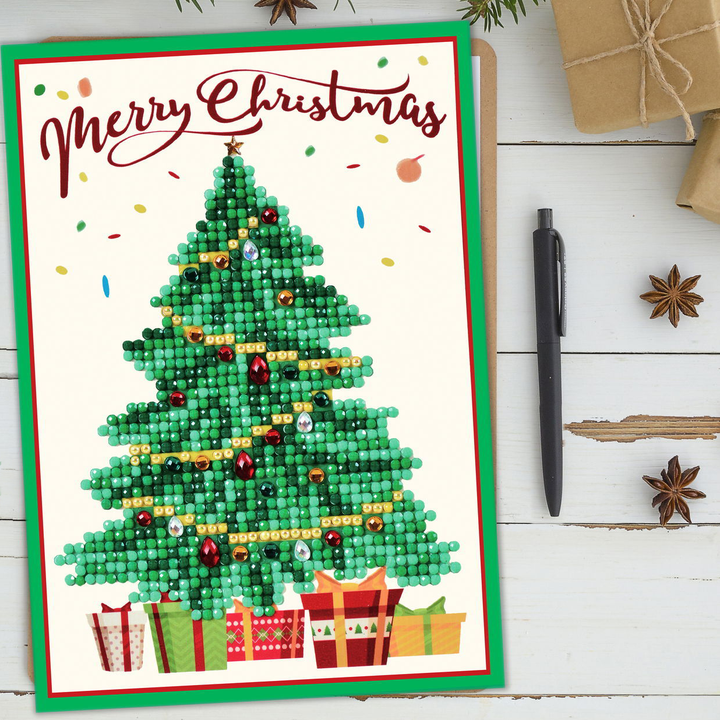 Diamond Dotz Merry Christmas Tree Greeting Card - 5.0" x 7.0"