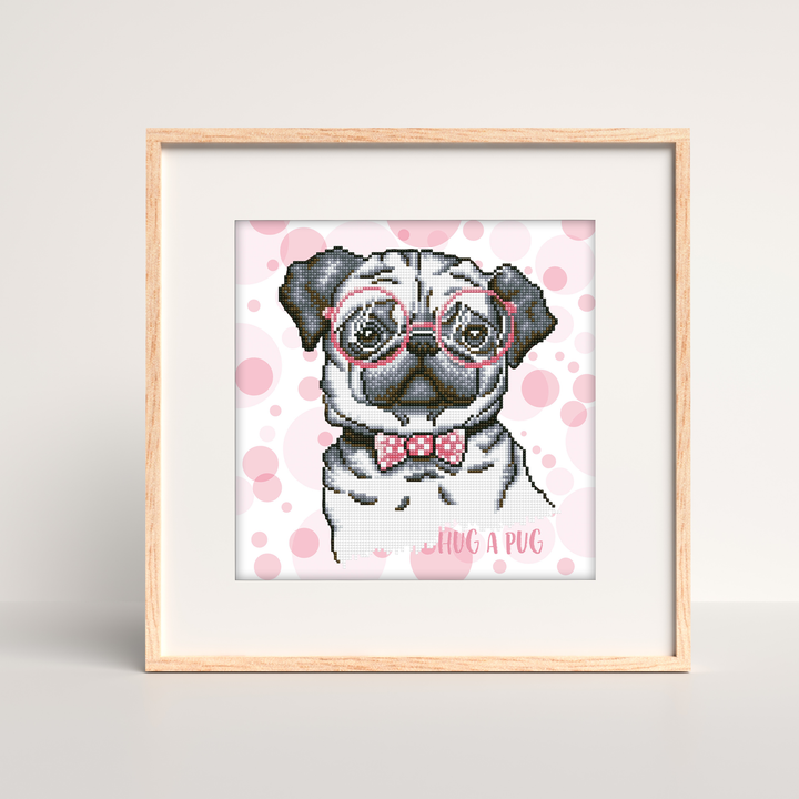 Diamond Dotz Hug A Pug with Frame - 13.8" x 13.8"