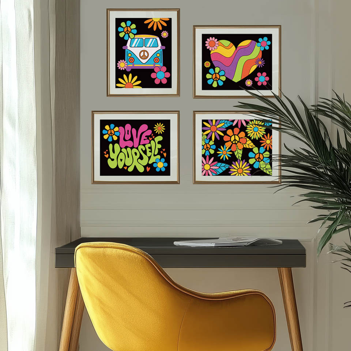 Diamond Dotz Neon Flock Peace & Love - 10.0" x 8.0"