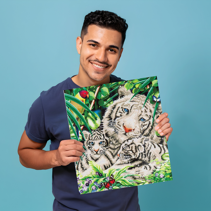 Diamond Dotz White Tiger Cubs - 20.5" x 20.5"