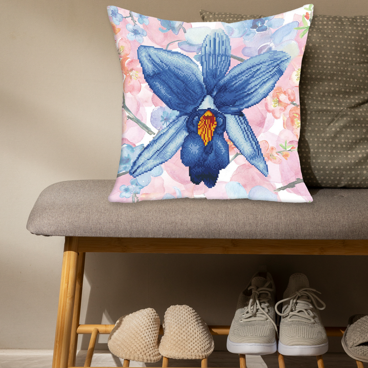 Diamond Dotz Sparkle Garden Blue Pillow - 17.7" x 17.7"