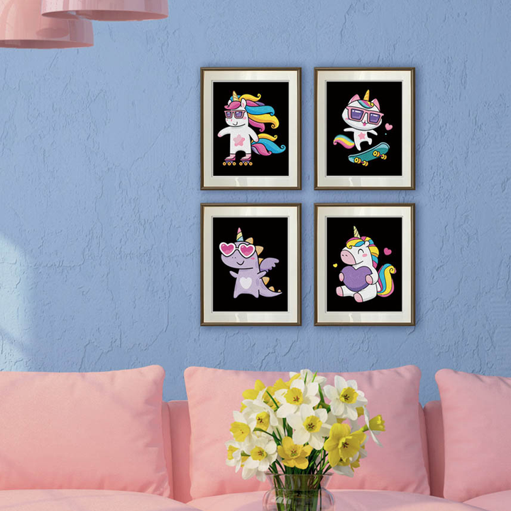 Diamond Dotz Neon Flock Unicorns - 10.0" x 8.0"