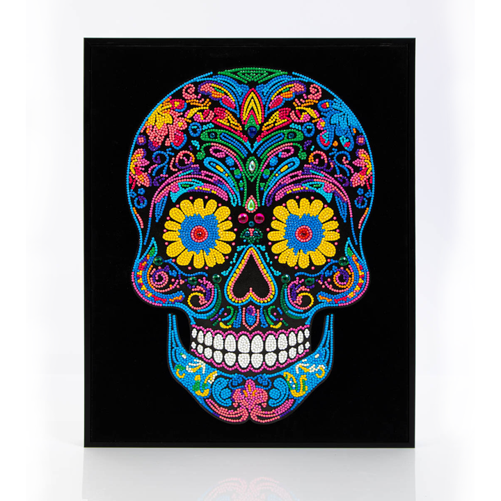 Diamond Dotz Neon Flock Sugar Skull - 14.0" x 18.0"