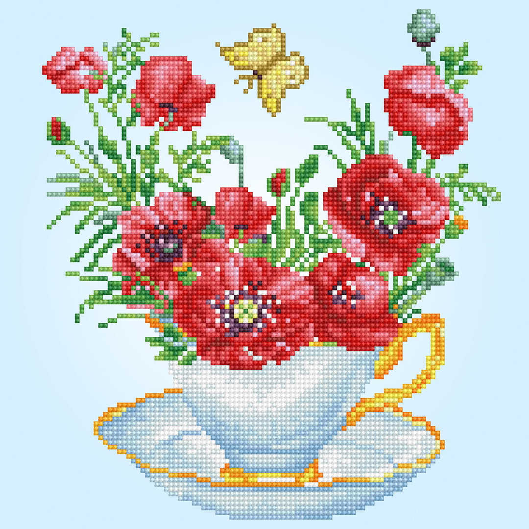 Diamond Dotz Teatime Poppies - 6.3 x 6.3 in
