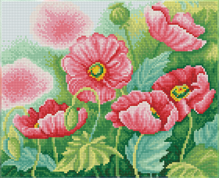 Diamond Dotz Watercolour Poppies - 14.6" x 11.8"