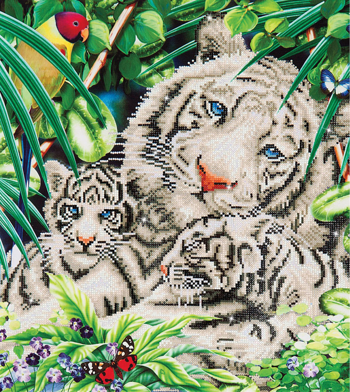 Diamond Dotz White Tiger Cubs - 20.5" x 20.5"
