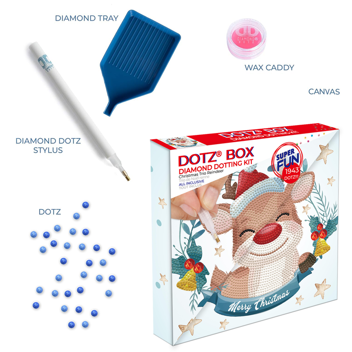 Diamond Dotz Decorative Box Christmas Trio Reindeer - 8.7" x 8.7"
