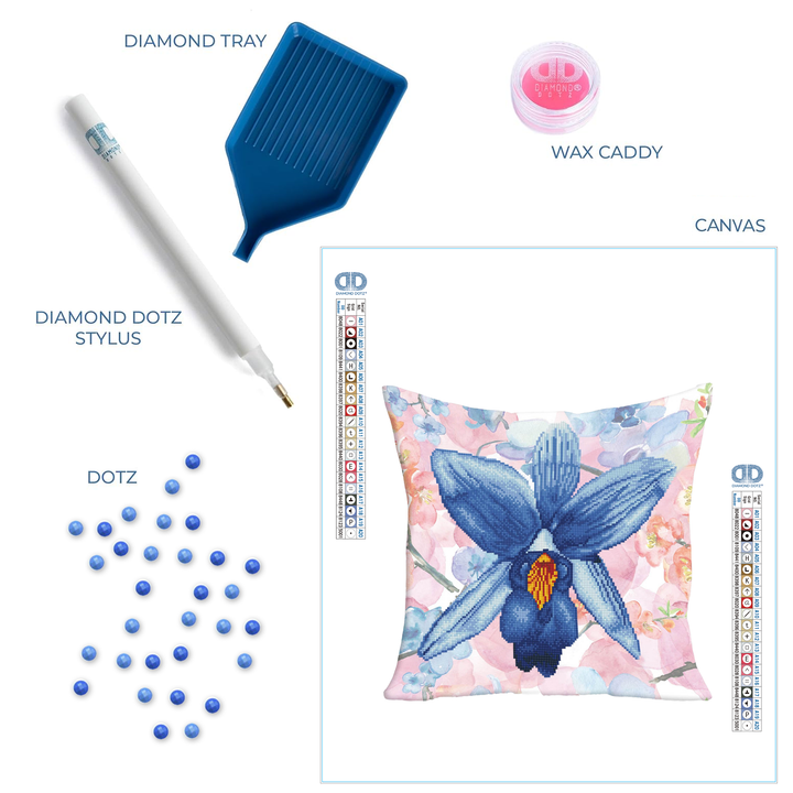 Diamond Dotz Sparkle Garden Blue Pillow - 17.7" x 17.7"