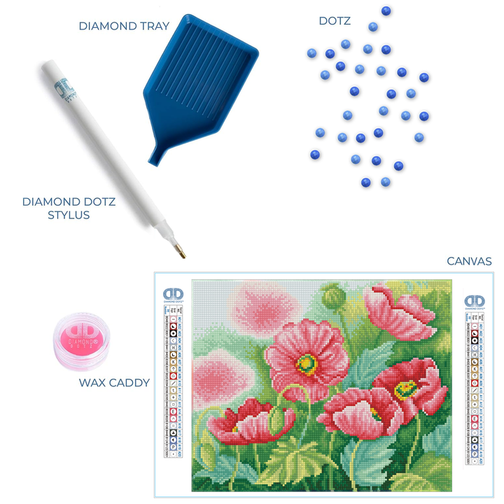 Diamond Dotz Watercolour Poppies - 14.6" x 11.8"