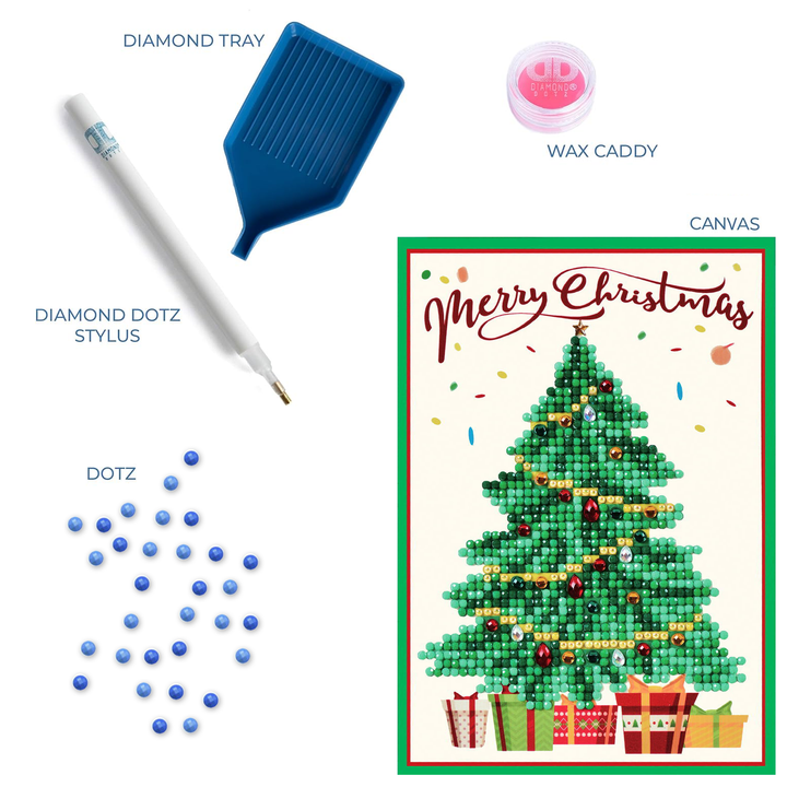 Diamond Dotz Merry Christmas Tree Greeting Card - 5.0" x 7.0"