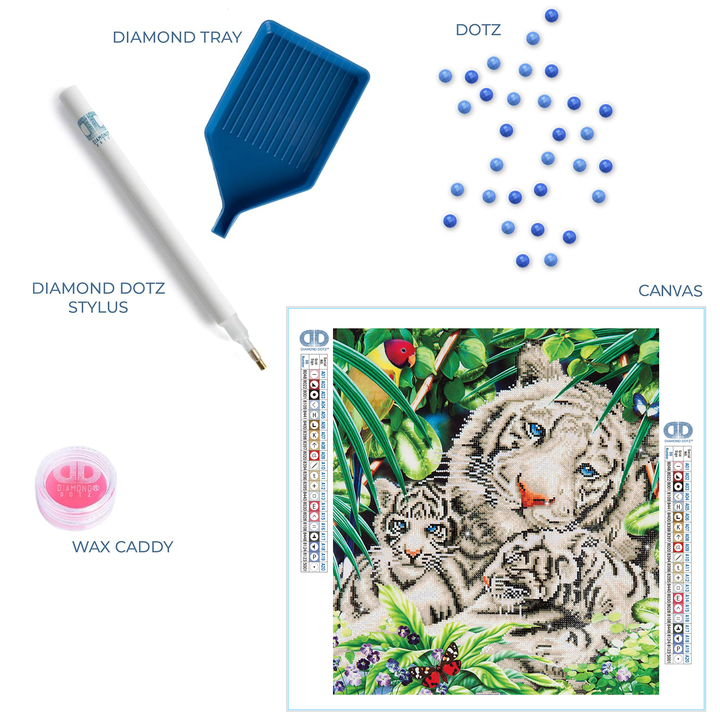Diamond Dotz White Tiger Cubs - 20.5" x 20.5"