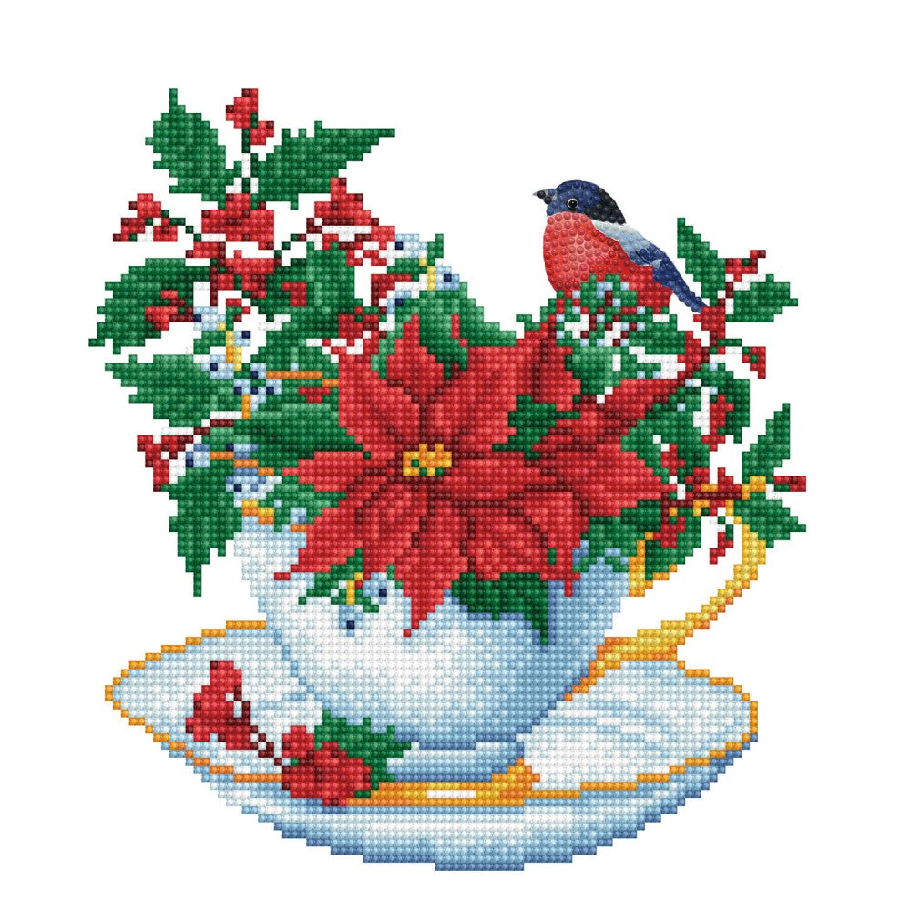 Festive Cuppa | Diamond Painting Kits Floral | Diamond Dotz