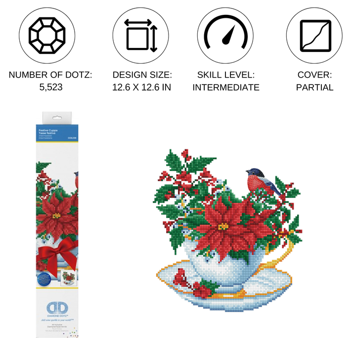 Diamond Dotz Festive Cuppa - 12.6" x 12.6"