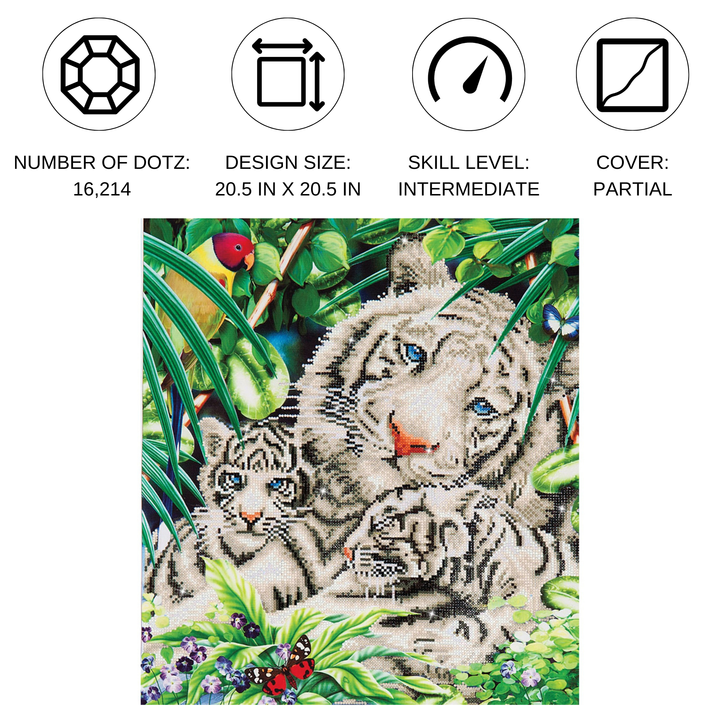 Diamond Dotz White Tiger Cubs - 20.5" x 20.5"