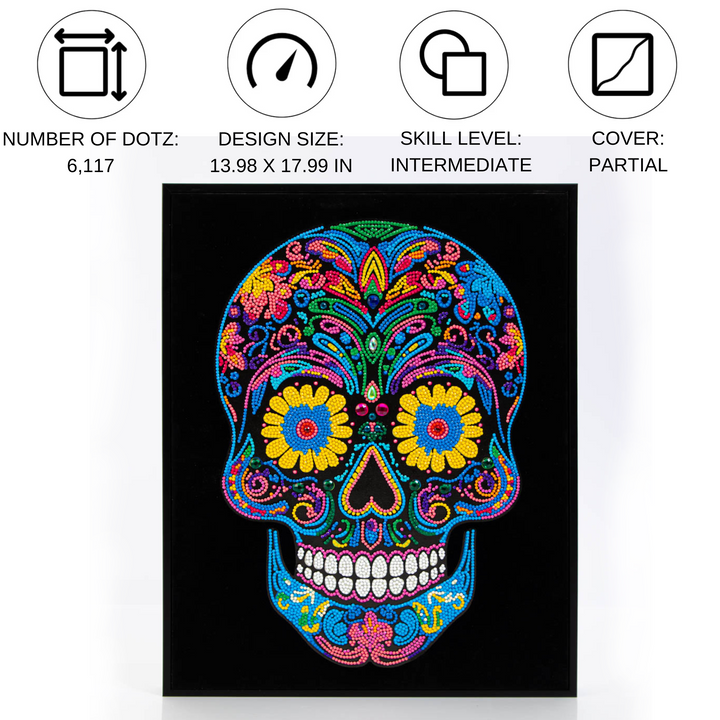 Diamond Dotz Neon Flock Sugar Skull - 14.0" x 18.0"