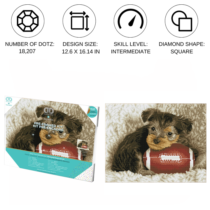 Diamond Dotz Footy Pup Pre-Framed Kit - 16.1" x 12.6"