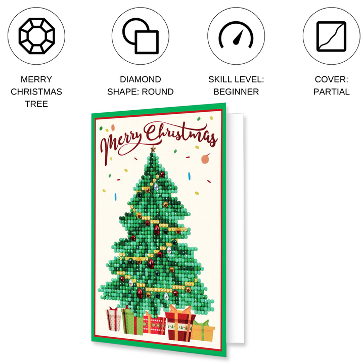 Diamond Dotz Merry Christmas Tree Greeting Card - 5.0" x 7.0"