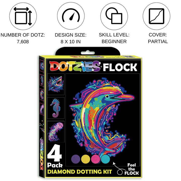 Diamond Dotz Neon Flock Sea Life - 10.0" x 8.0"