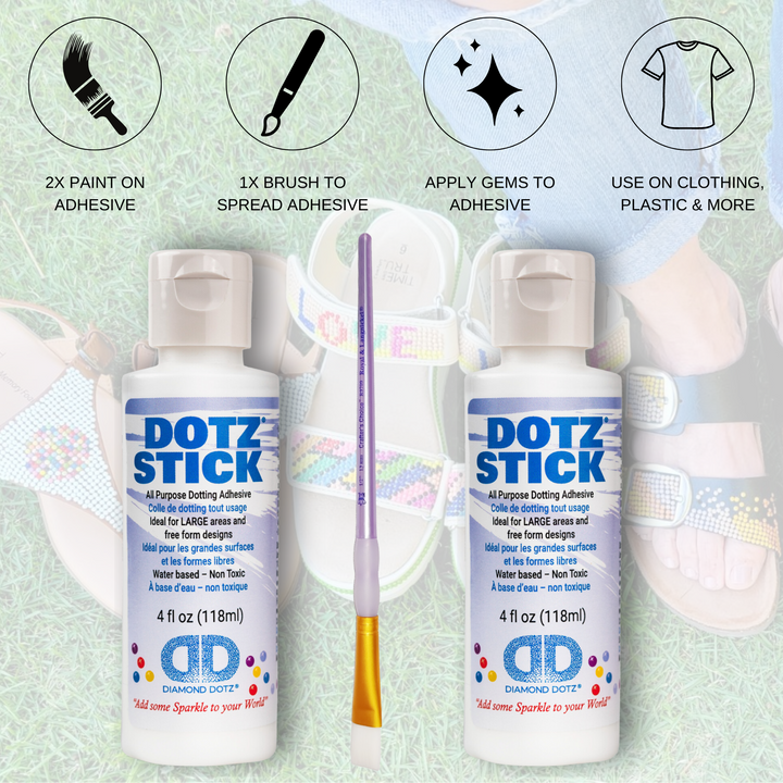 Diamond Dotz Dotz Stick Adhesive Set - 2 x 4 oz Bottles with Brush