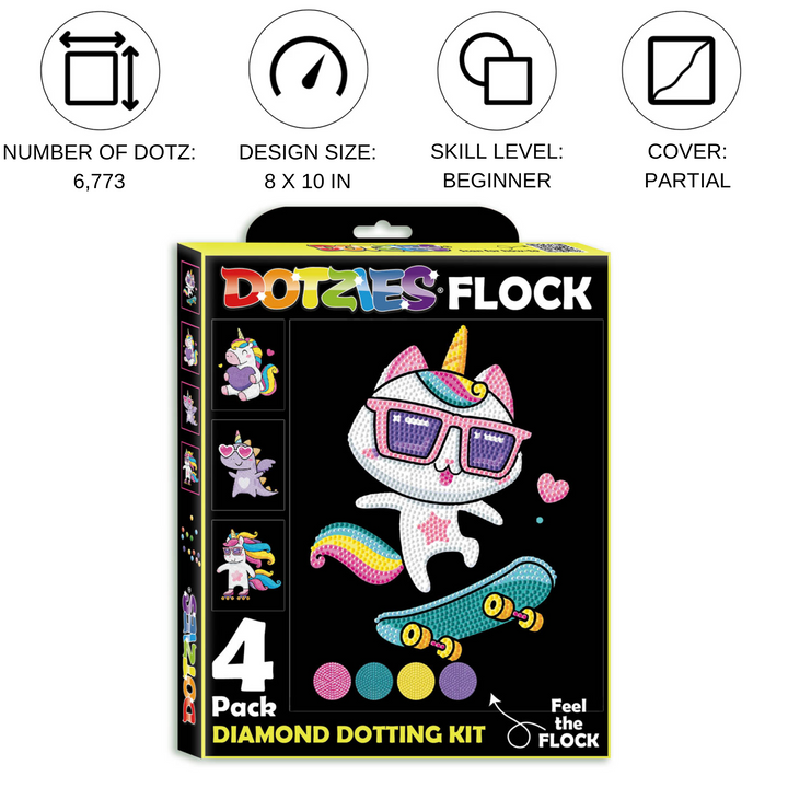Diamond Dotz Neon Flock Unicorns - 10.0" x 8.0"