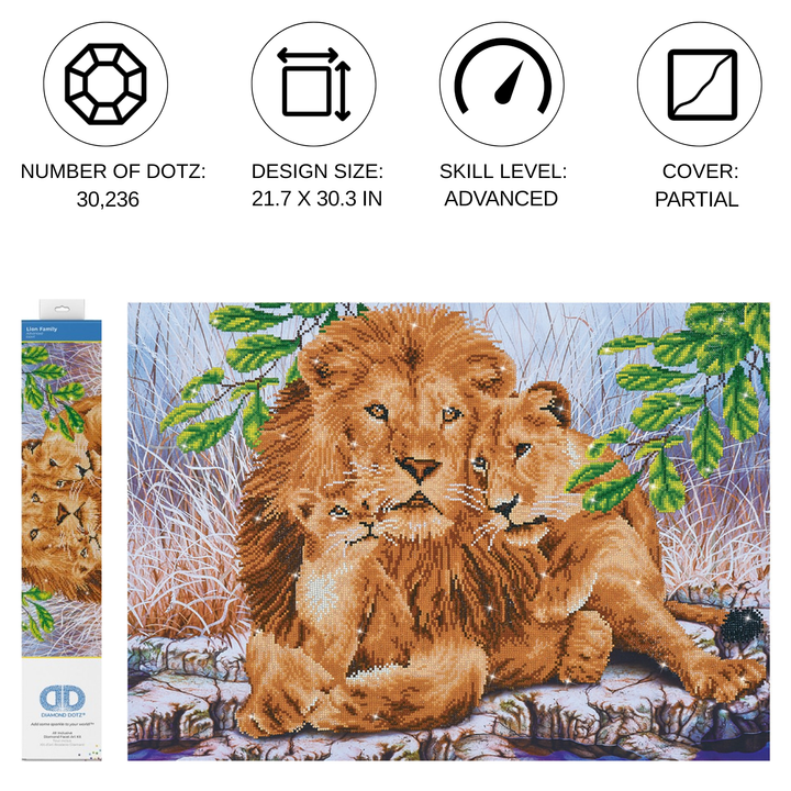 Diamond Dotz Lion Family - 30.3" x 21.7"