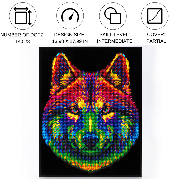 Diamond Dotz Neon Flock Wolf - 14.0" x 18.0"
