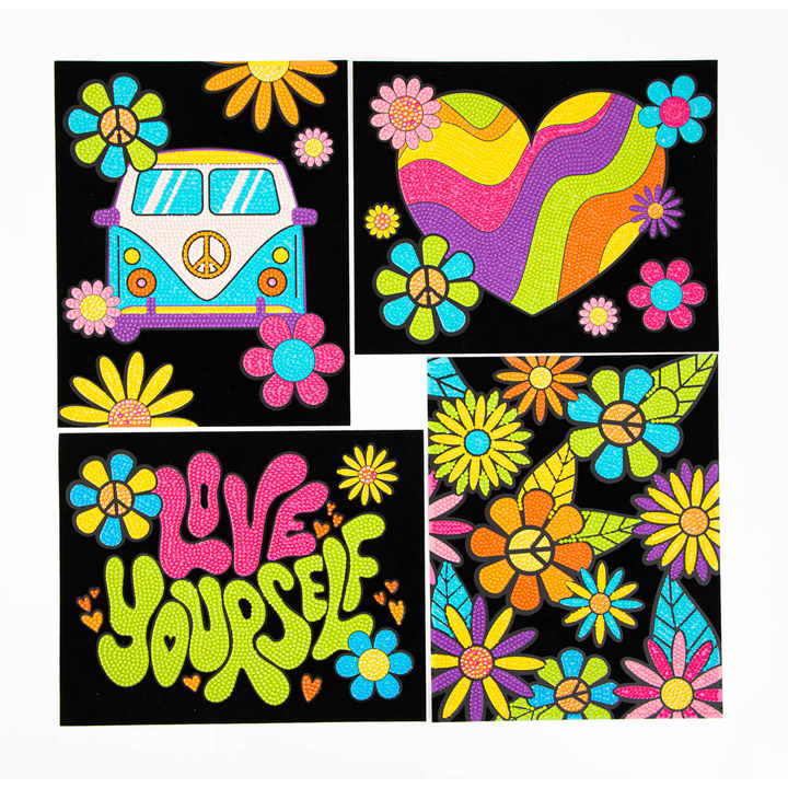 Diamond Dotz Neon Flock Peace & Love - 10.0" x 8.0"