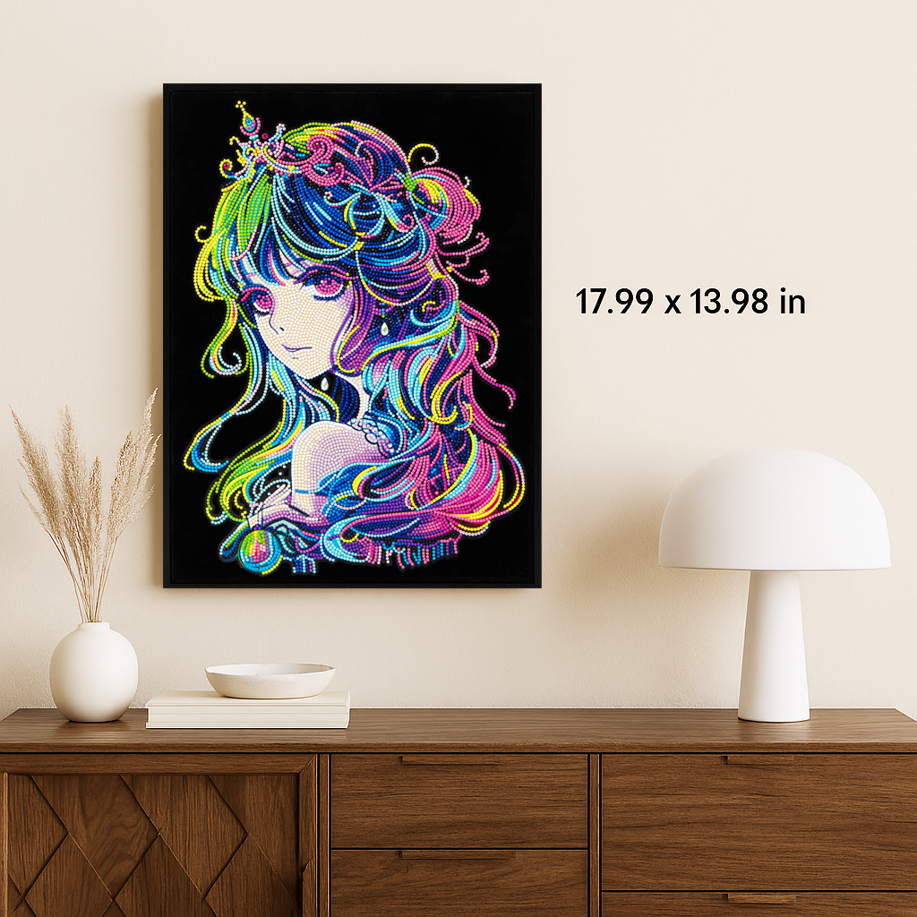 Neon Anime Princess 14 x 18 in