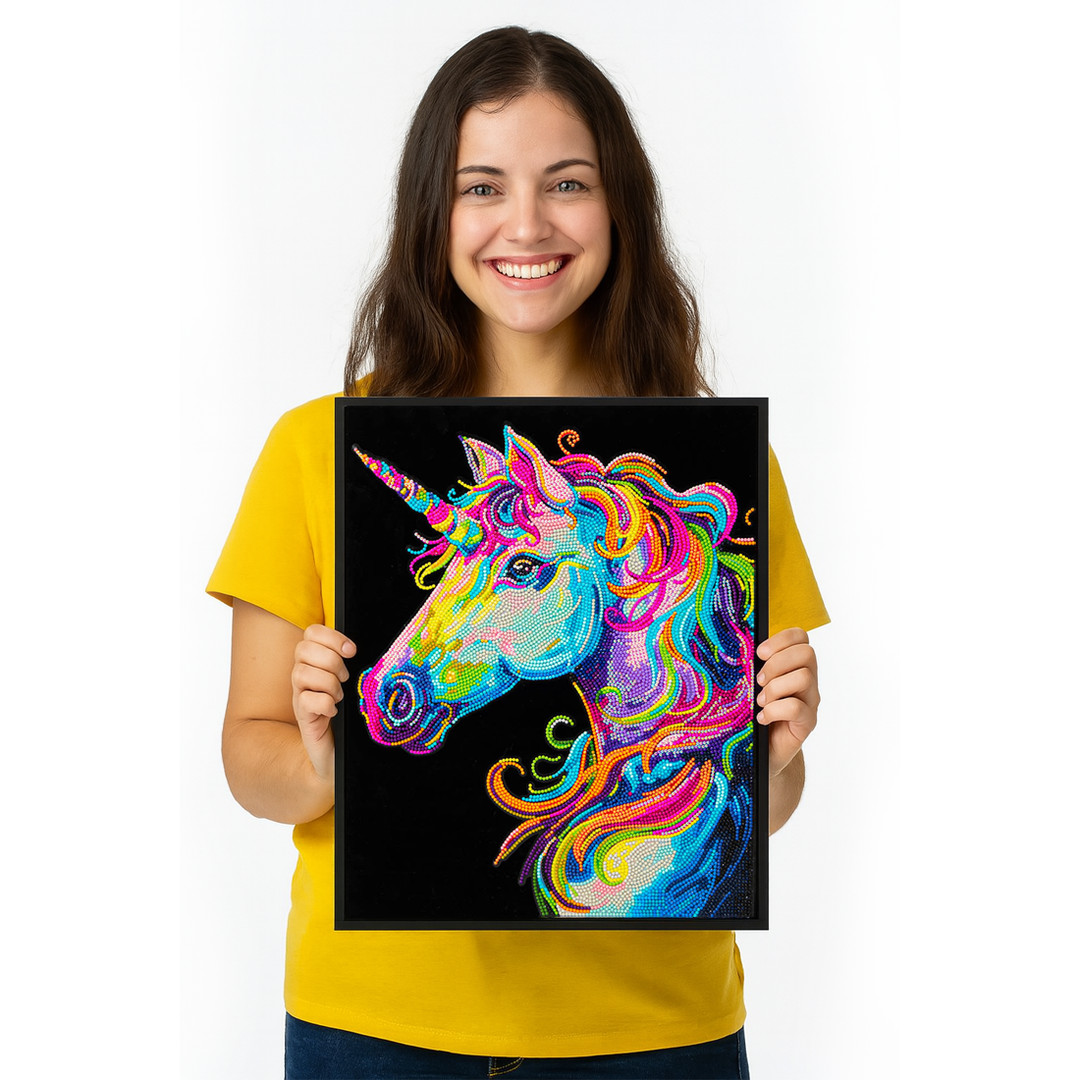 Diamond Dotz Neon Flock Unicorn - 14.0" x 18.0"