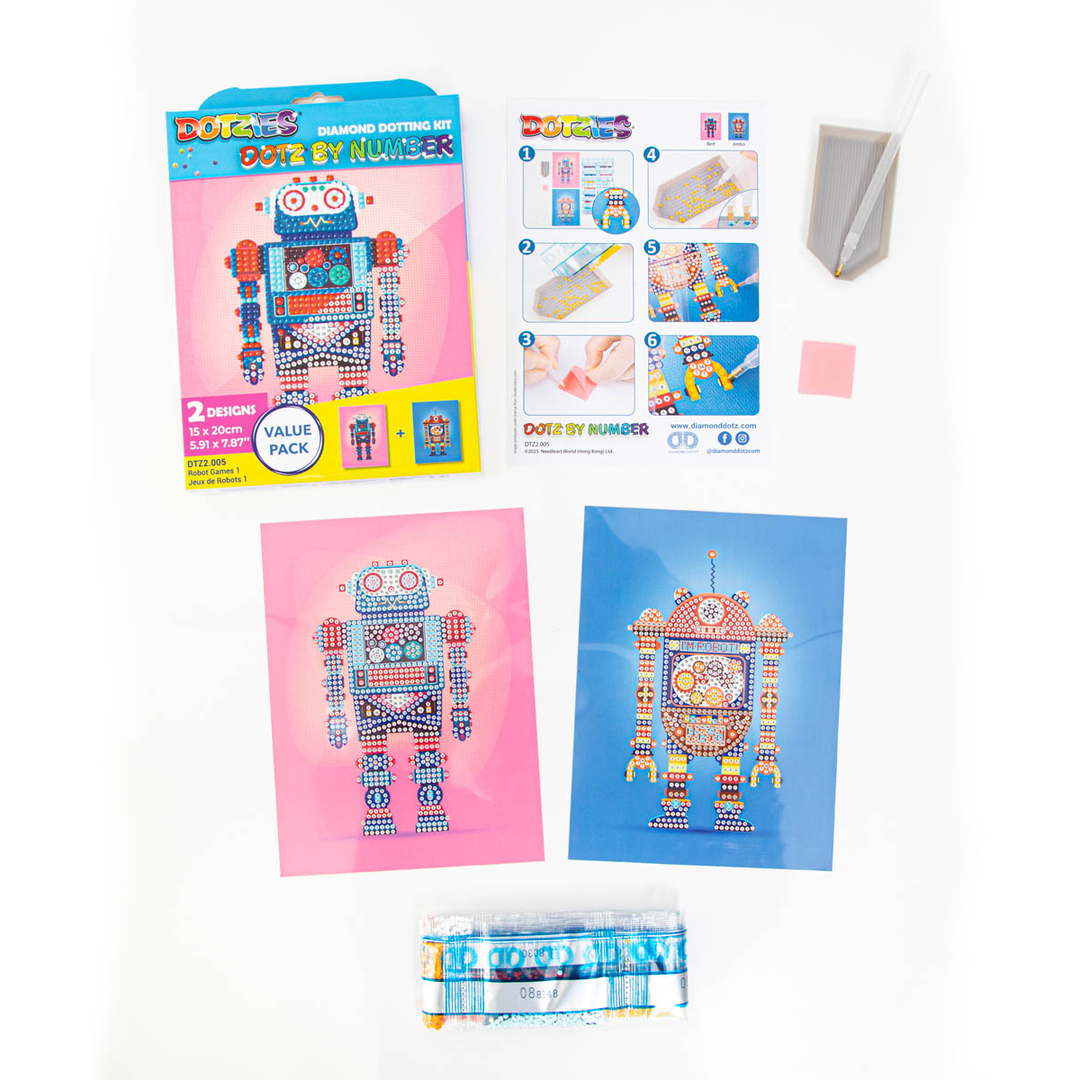 Diamond Dotz DOTZIES Robot Games 1 Diamond Painting - 5.9" x 7.8"