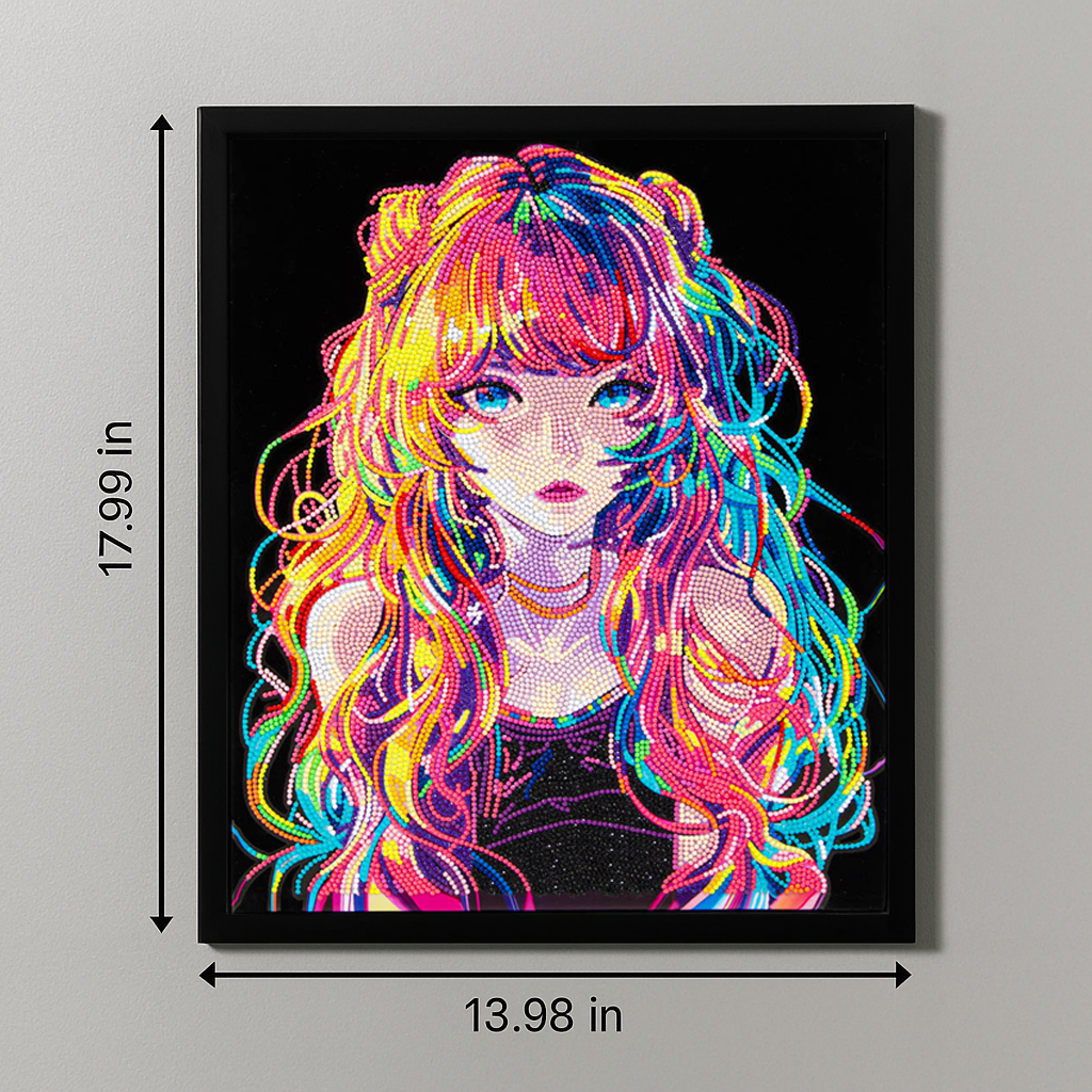 Neon Anime Girl 13.98 x 17.99 in